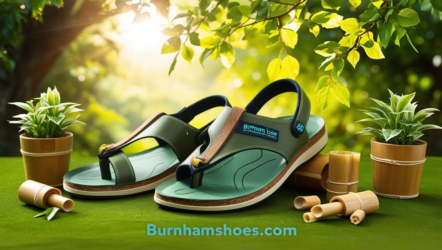 A pair of eco friendly toe loop sandals made from plant based leather