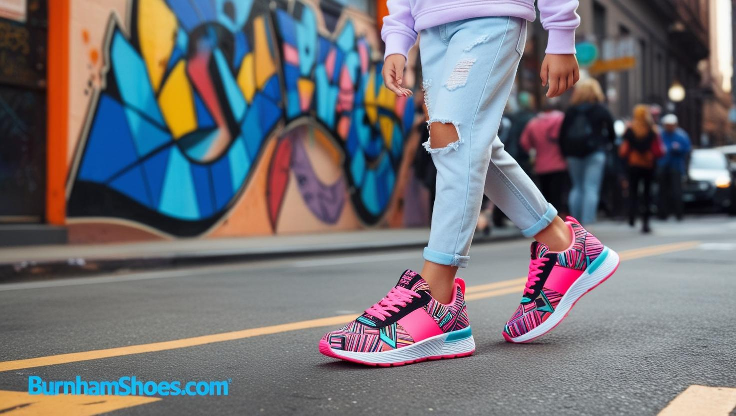 The sneakers should stand out with unique patterns and a pop of color sho