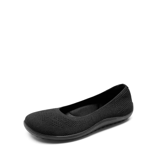 DREAM PAIRS Women's Ballet Flats, Wide Toe Box Knit Arch Support Flats for Women, Comfortable Slip On Dressy Travel Work Shoes,Size 9,Black,DWUMFA2509