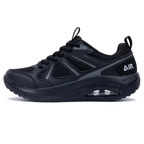 AOV Women Arch Support Walking Shoes Orthotic Sneakers for Plantar Fasciitis Foot and Heel Pain Relief Tennis Shoes, Size 8 BlackGrey