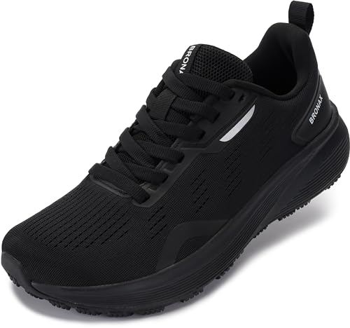 BRONAX Wide Toe Box Tennis Breathable Shoes for Women Lace up Mesh Athletic Size 9w Comfortable Female Road Running Ladies Sneakers All Black 40