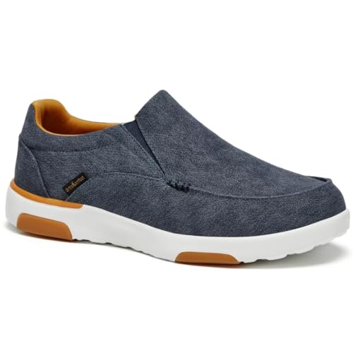 OrthoComfoot Orthopedic Shoes for Mens, Plantar Fasciitis Supportive Fashion Boat Shoes for Flat Feet, Comfortable Slip-On Sneakers Denim Size 11