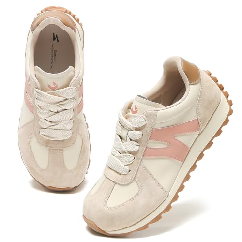somiliss Wide Toe Box Shoes for Women Mircrofiber Leather Suede Patchwork Non-Slip Casual Walking Shoes Comfortable Gym Tennis Running Shoes Workout Womens Fashion Sneakers Pink