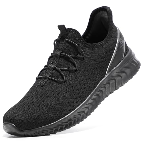 STQ Womens Walking Shoes Hands Free Orthopedic Shoe for Plantar Fasciitis Comfortable Slip on Sneakers, All Black, Size 8.5